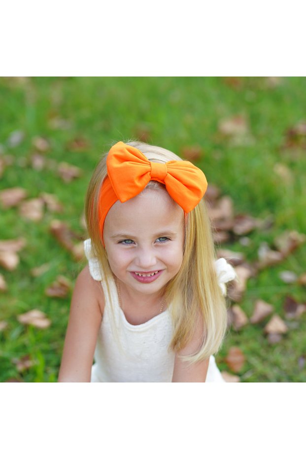 Girls' Cotton Combed, Non-Slip, Anti-Sweat, Ultra-Light Flexible Big Bow Tie Hairband