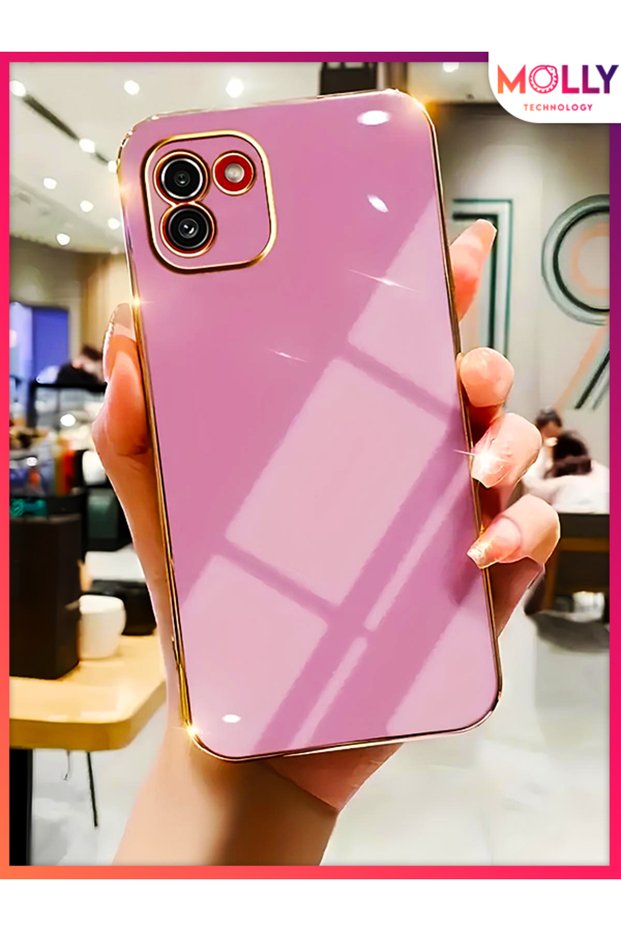 Luxury Silicone Case for Samsung Galaxy A03 with Lilac Edges Gold Detail