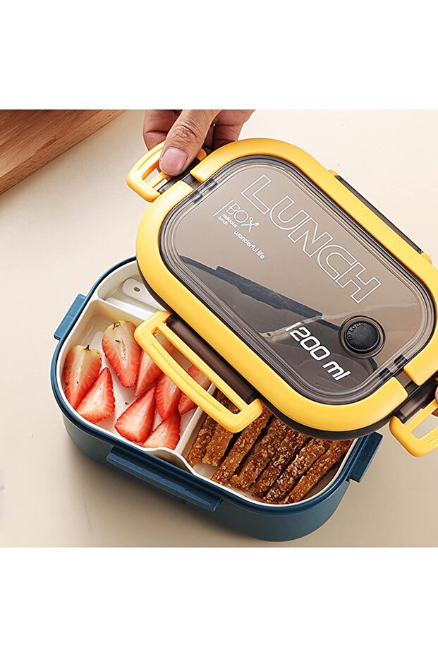 1200ml 2 Layer Bento Lunch Box - Air Lock and Bpa Free, 6 Compartments - 4