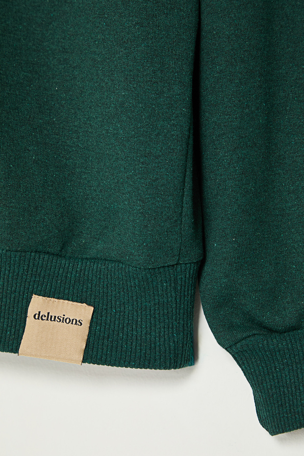 Zümrüt Oversize/Geniş Kesim Dik Yaka Fermuarlı Etiketli İçi Polarlı Sweatshirt TMNAW25SW00168 - 7