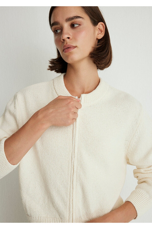 Fermuarlı Ekru Hırka Regular Fit / Normal Kesim 1710527-82127 - 5