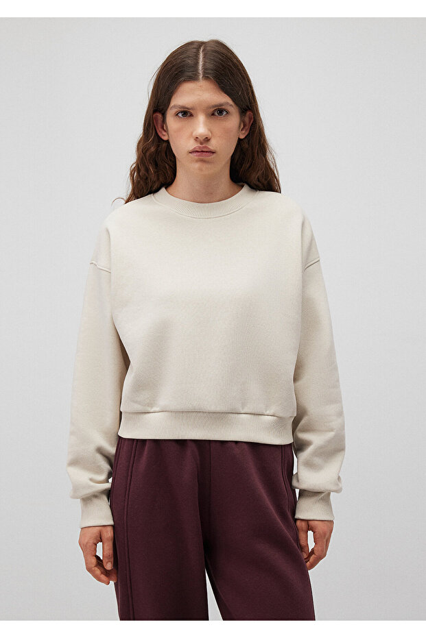 Bej Basic Crop Sweatshirt 1611147-70134 - 3