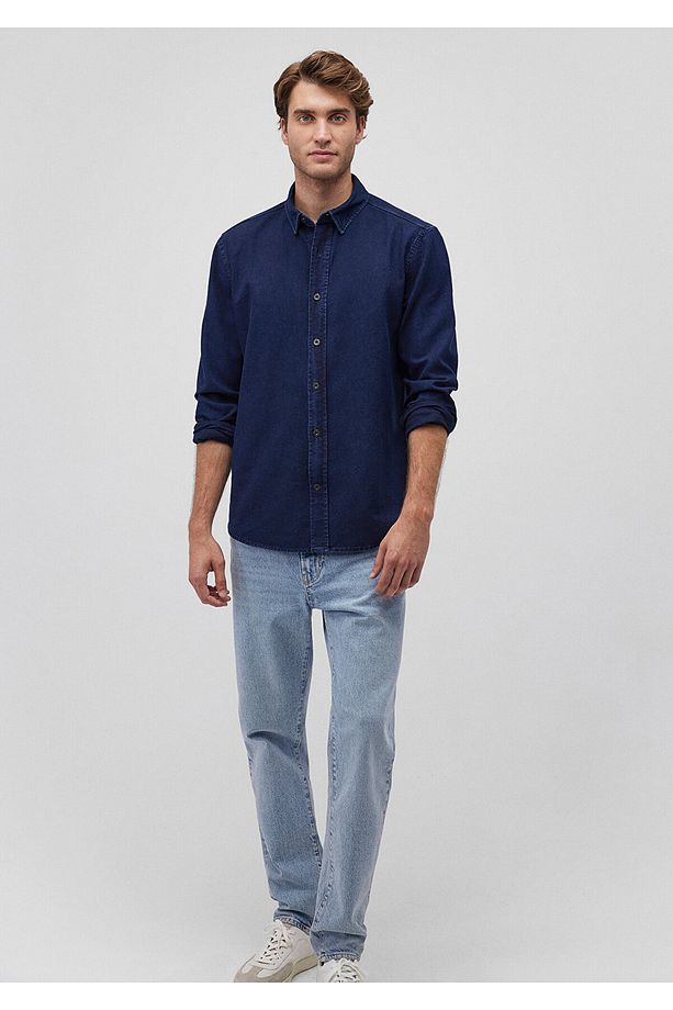 Lacivert Denim Gömlek Slim Fit / Dar Kesim 0211129-18790 - 2