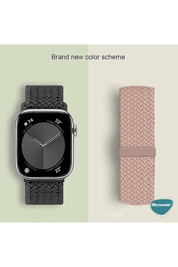 Apple Watch 10 46mm Kordon, (Medium Size, 147mm) Knitted Fabric Single Loop Multi Color - 3