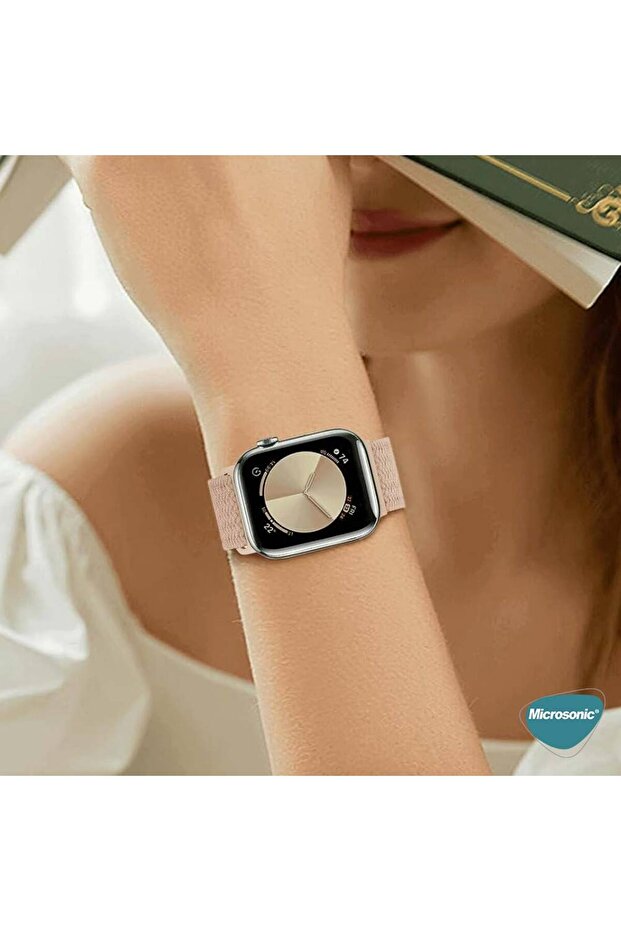 Apple Watch 10 46mm Kordon, (Medium Size, 147mm) Knitted Fabric Single Loop Multi Color - 5