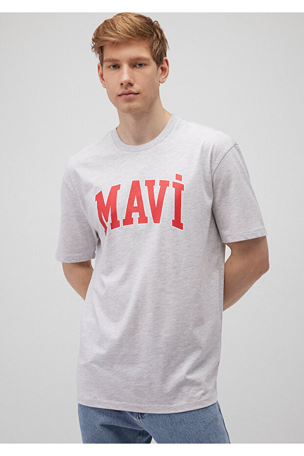 Gray Logo Printed Loose Cut T-Shirt - 0611711 -85438
