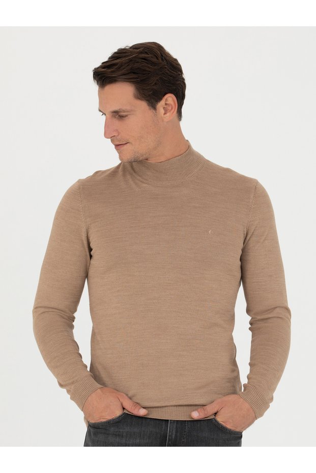 Camel Quarter Fisherman Knitwear Sweater 50270172-Vr015
