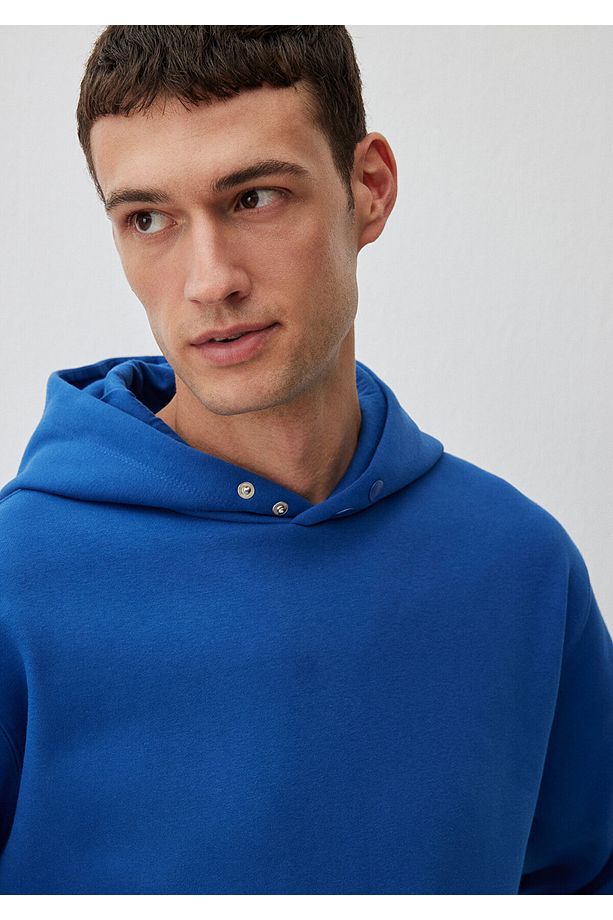 Kapüşonlu Mavi Basic Sweatshirt 0S10190-70894 - 5