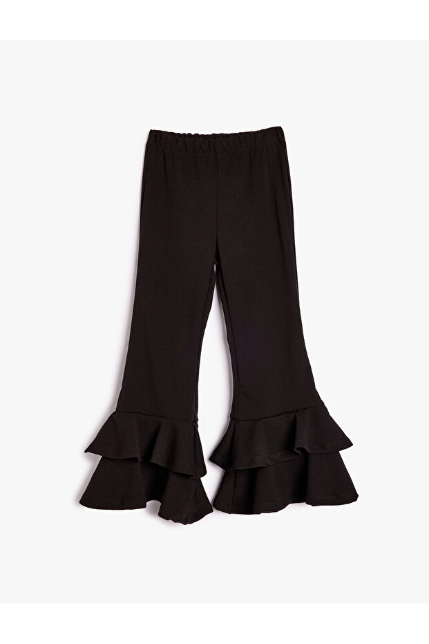 Spanish Leg Trousers Layered Ruffle Detailed Elastic Waist