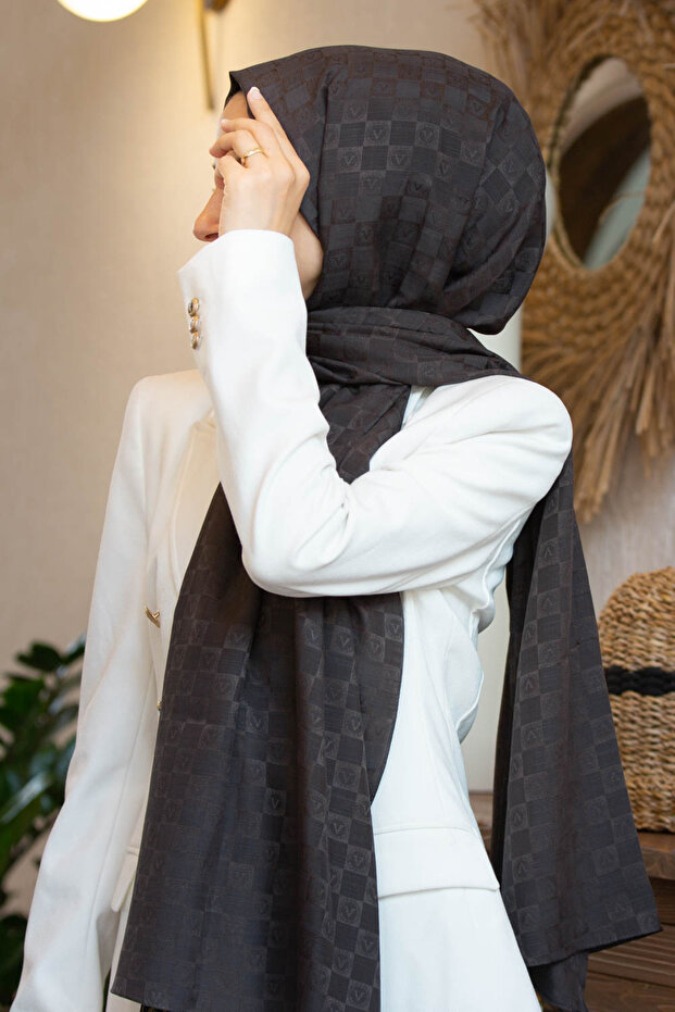 MONOGRAM ŞAL  - %57 İPEK %43 PAMUK - 1