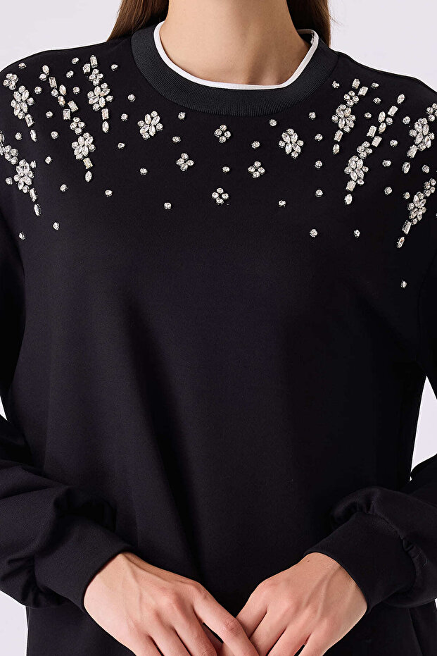 Serpme taşlı örme bluz - 3