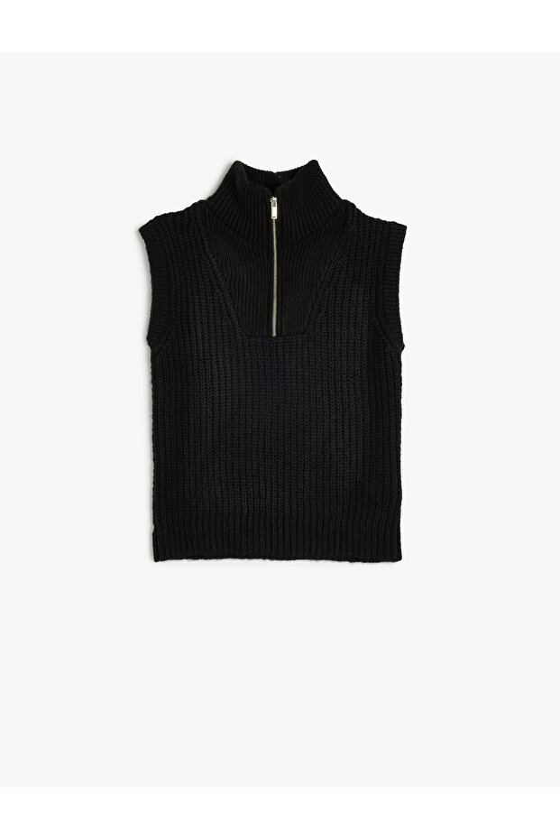 Knitwear Sweater Sleeveless Half Zipper Collar