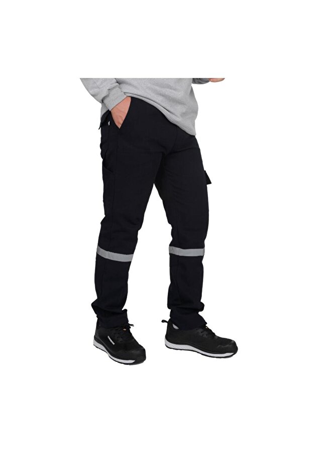 Single Reflective 7X7 Gabardine Winter Work Trousers Navy Blue