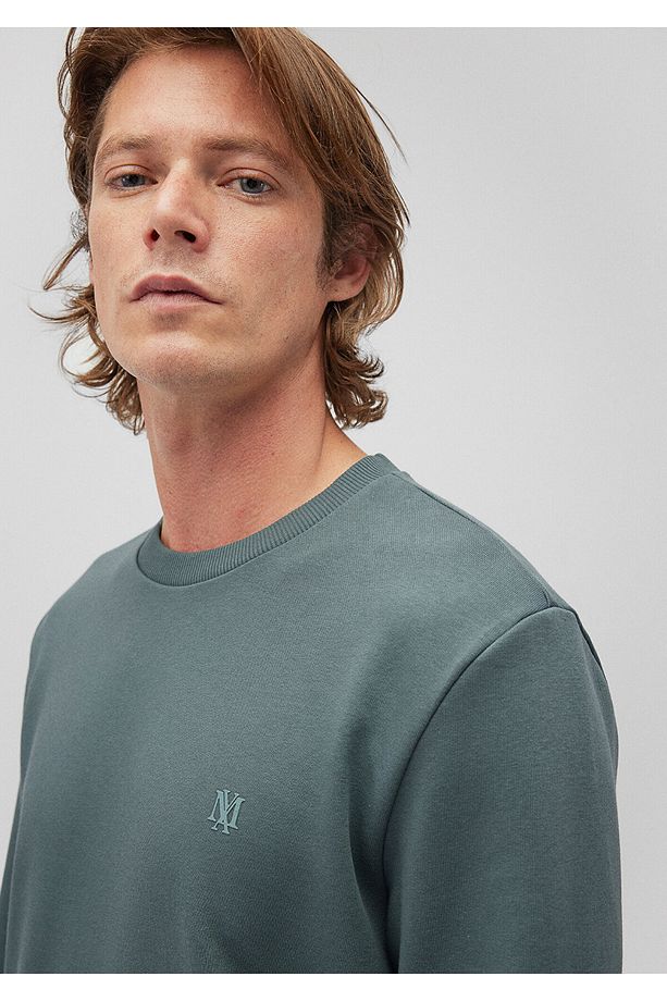 Bisiklet Yaka Yeşil Basic Sweatshirt 065751-71577 - 5
