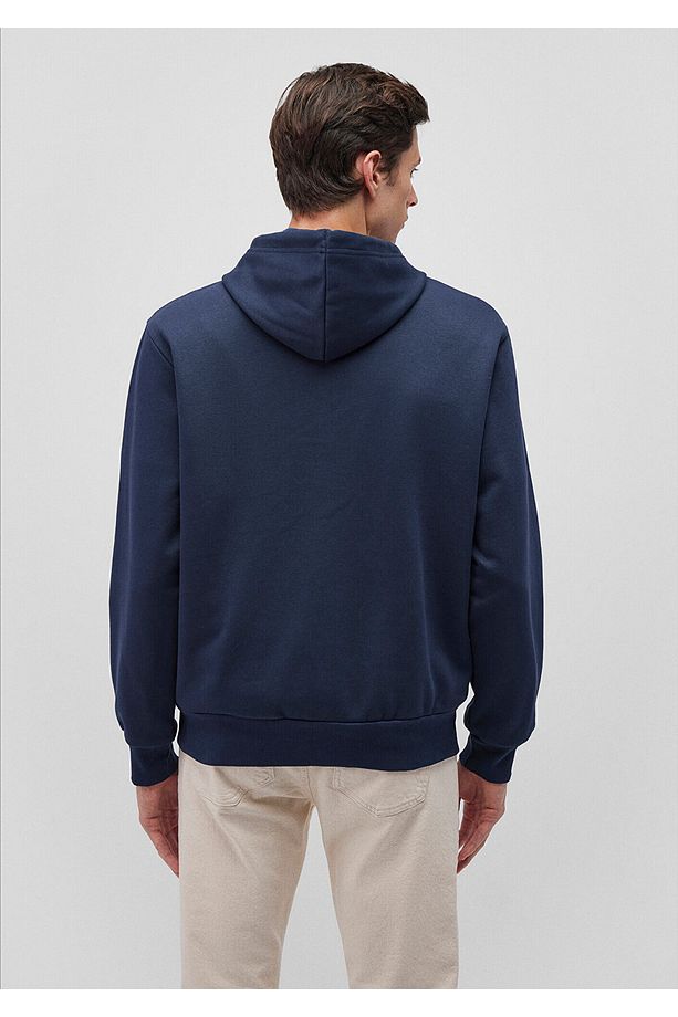 Kapüşonlu Fermuarlı Lacivert Basic Sweatshirt 0S10277-70490 - 4