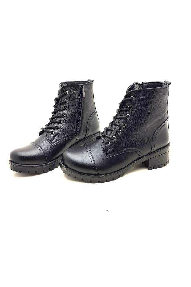 5002 Fashion Genuine Leather Short Zippered Lace-Up Women's Boots
