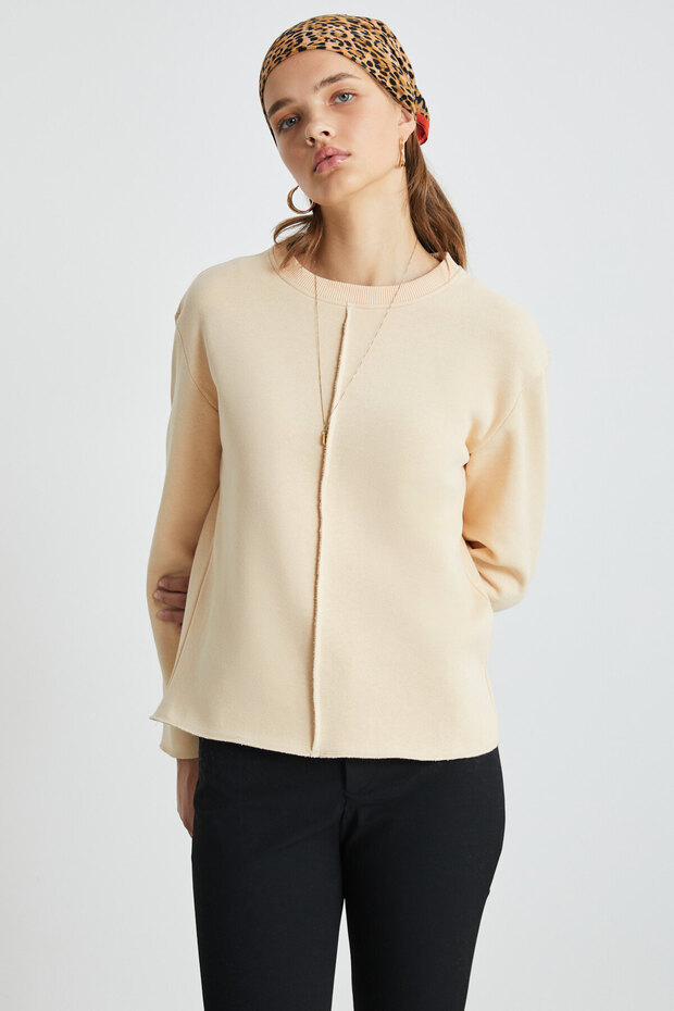 SHENA Kadın Bej Sweatshirt - 2