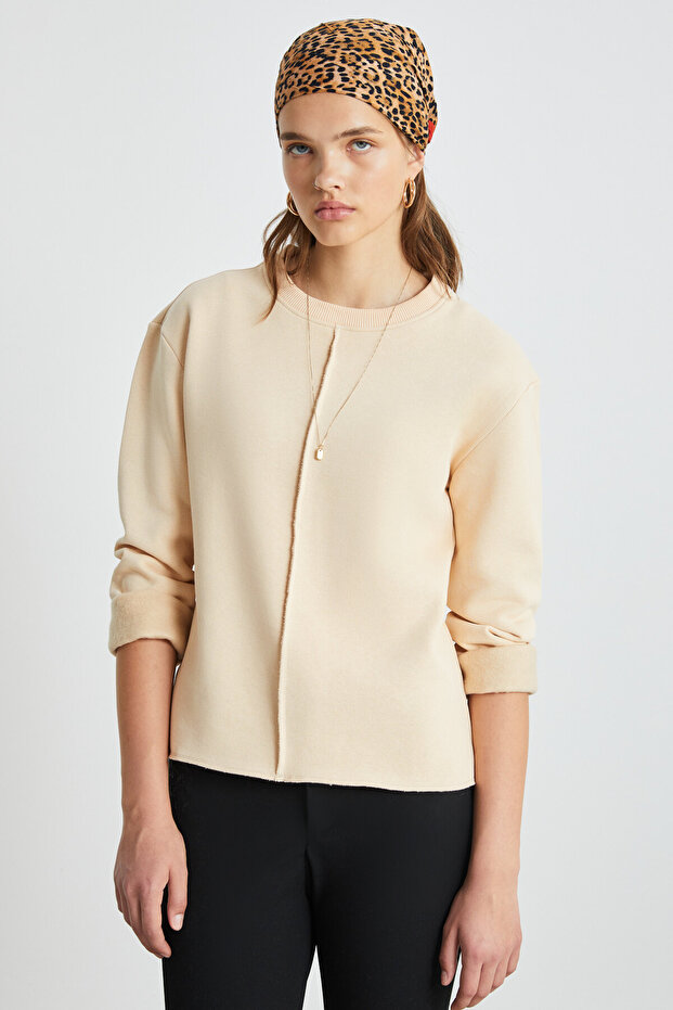 SHENA Kadın Bej Sweatshirt - 1