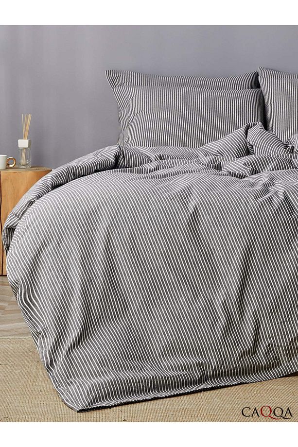 Line Striped Çocuk ve Genç Tek Kişilik Pamuk Lastikli Nevresim Takımı - 1