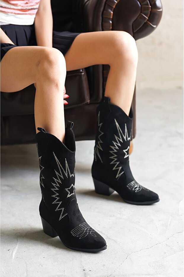 Kadın Castello Kovboy Çizme - Siyah - 6