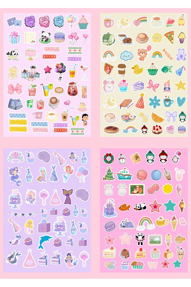 952 Adet Renkli Etiket Defteri - Sticker Book - Eğlenceli Etiket Seti - 2
