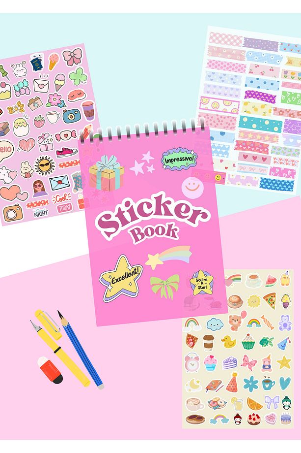 952 Adet Renkli Etiket Defteri - Sticker Book - Eğlenceli Etiket Seti - 1