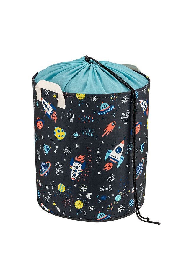 Katlanabilir Astronot Uzay Baskılı Fileli Çamaşır Torbası Oyuncak Saklama Çamaşır Sepeti 37x40 - 6