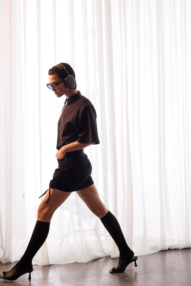 Kargo denim mini etek - 4