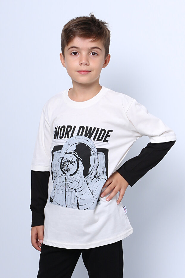 Boys Long Sleeve Thin Sweat - Worldwide Printed C53