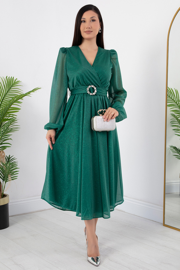 Kruze Yaka Simli Tül Elbise GRS3590 - 1