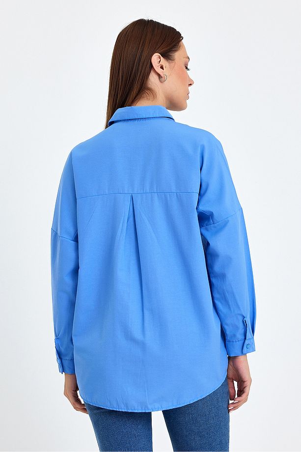 Oversize Uzun Basic Gömlek Ds22yb113900 - 4