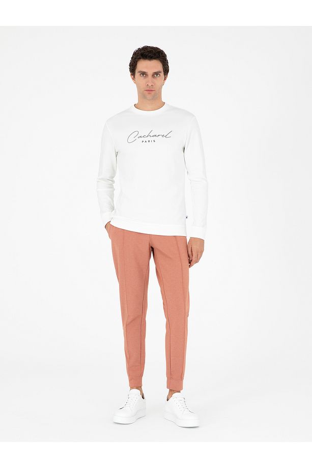 Ekru Regular Fit Bisiklet Yaka Pamuklu Sweatshirt 50296883-VR019 - 4