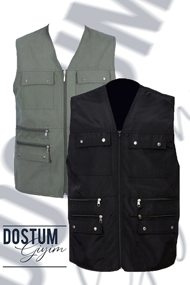 Gambia Outdoors Men's Summer Fabric Vest Multi-Pocket Double Dad Plus Size Comfortable