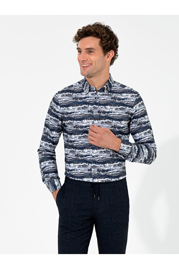 Gray Slim Fit Long Sleeve Shirt 50255330-Vr024