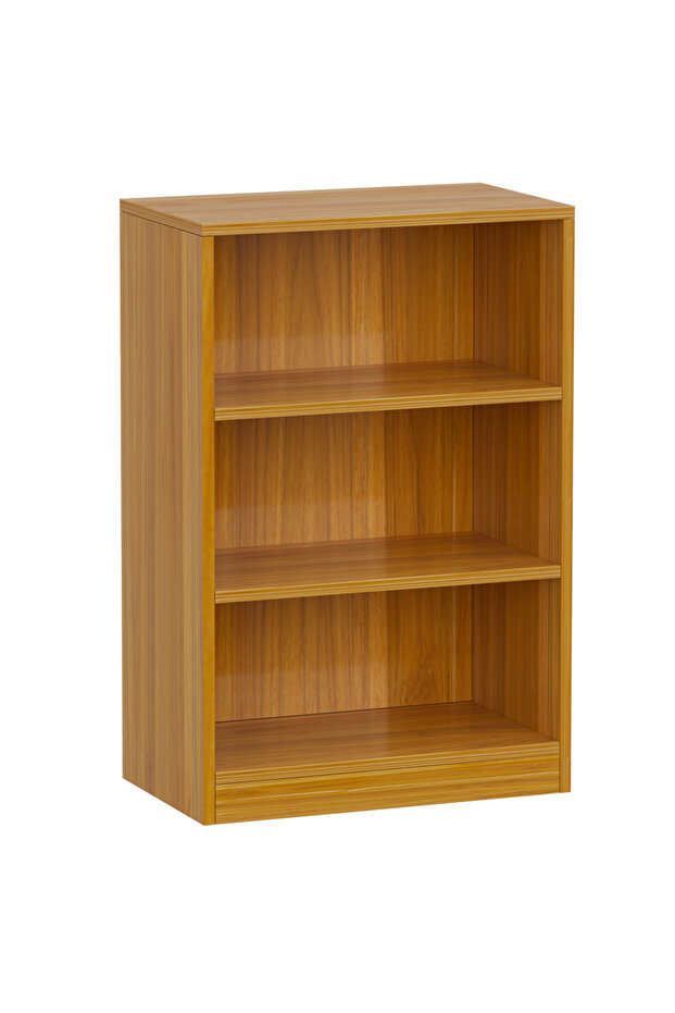 Wooden Storage Display Shelves 3-Tier Freestanding, Light Walnut