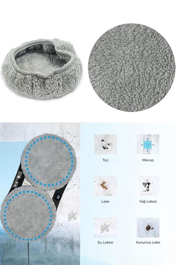 Cam Temizleme Robotu 5'li Set (10 ADET) Ddc55 , C65 , C6 , S8 Uyumlu Mikro Fiber Yedek Bezi - 2