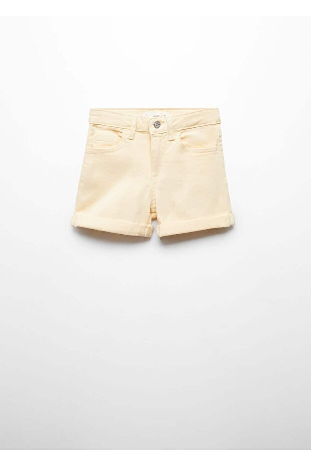 Paçaları kıvrık denim şort - 3