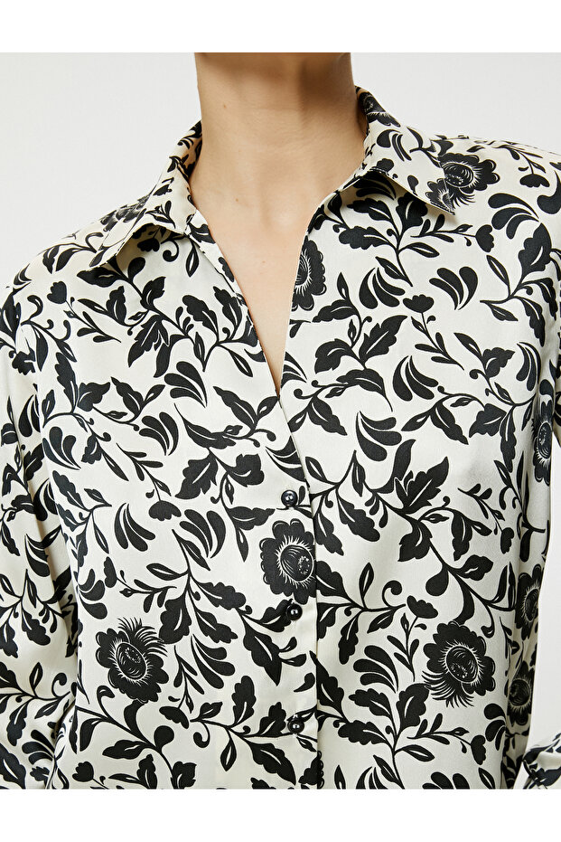 Patterned Long Sleeve Buttoned Shirt - 5