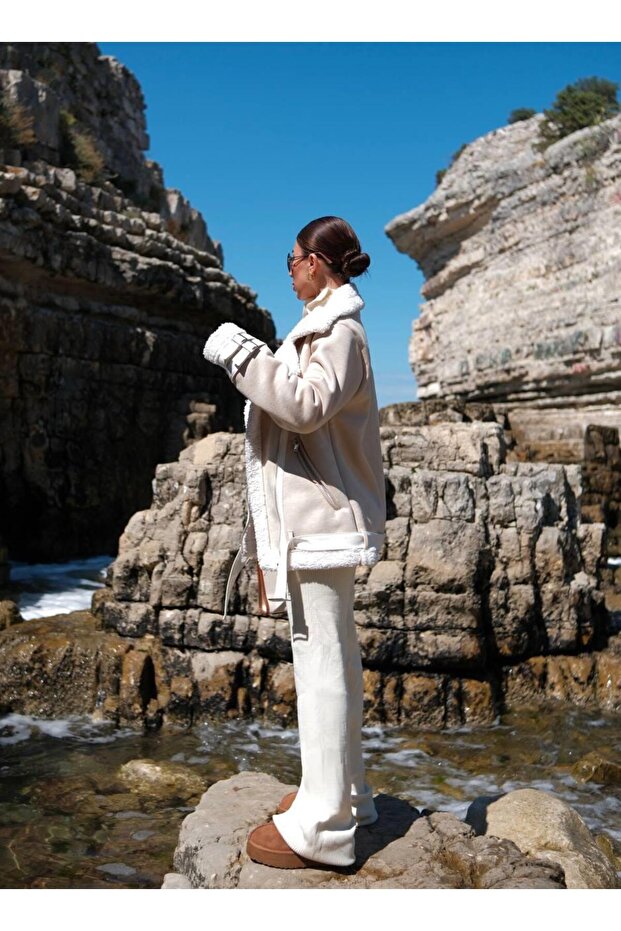 Peluş Kaplama Oversize Kaban - 4