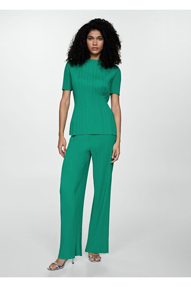 Dökümlü pilili pantolon - 2