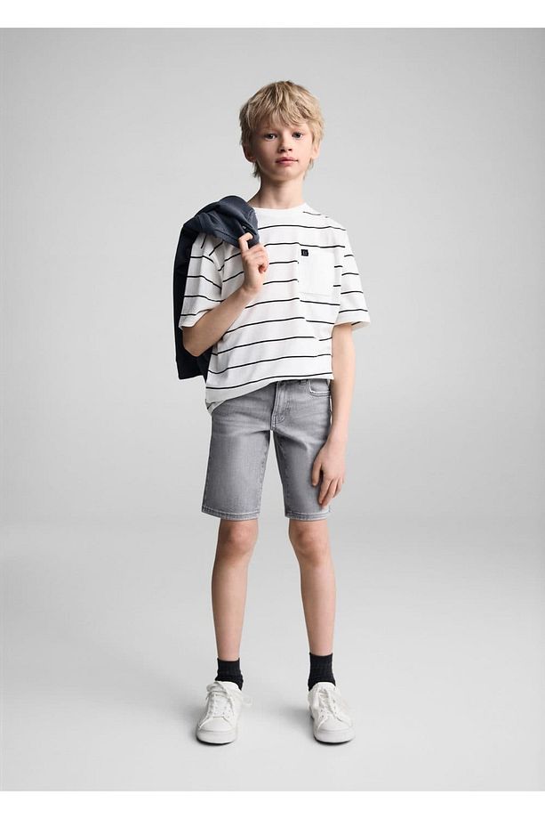 Slim fit kot bermuda şort - 2