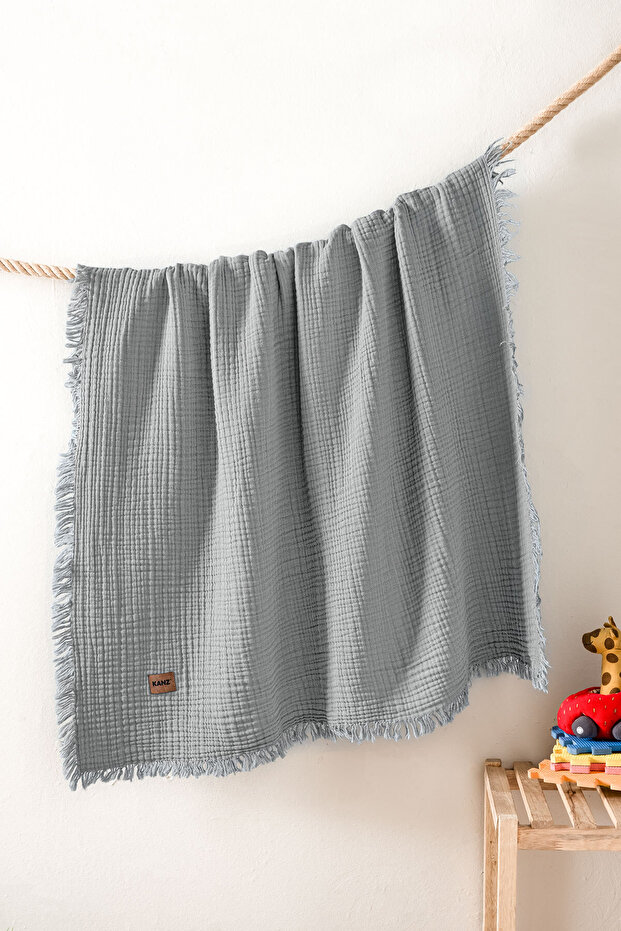 Baby 4 Layer 100% Cotton Muslin Blanket 100X120 - Gray