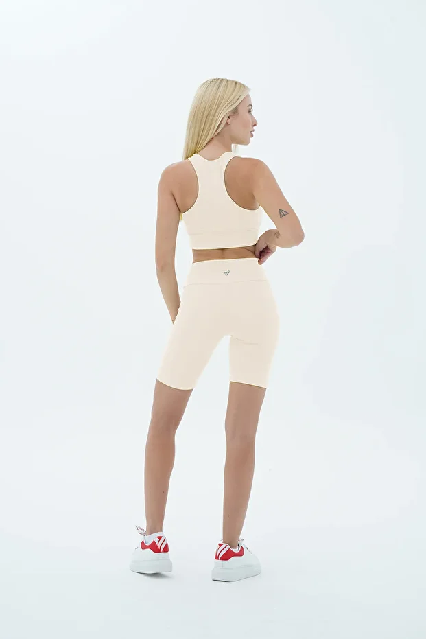 Aero Motion - Bej Yüksek Bel Push-up Toparlayıcı Bisikletçi Taytı - 5