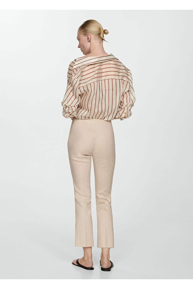 Flare keten pantolon - 4