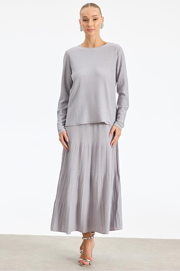Gray Rayon Set - Glittered Skirt