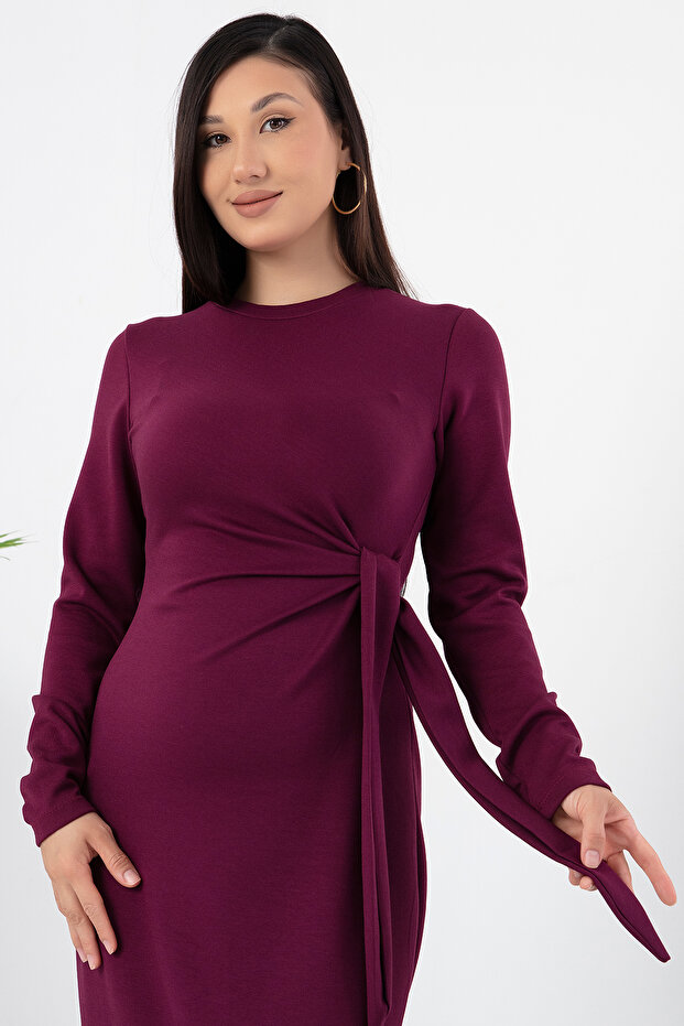 Yandan Bağlamalı Yırtmaçlı Model Elbise DKS1136 - 2