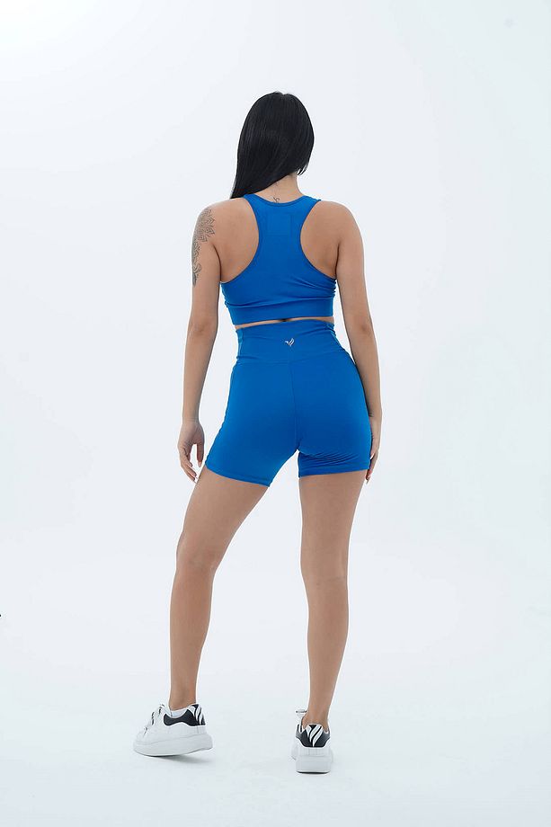 Aero Motion - Mavi Yüksek Bel Push-up Toparlayıcı Şort Tayt - 4