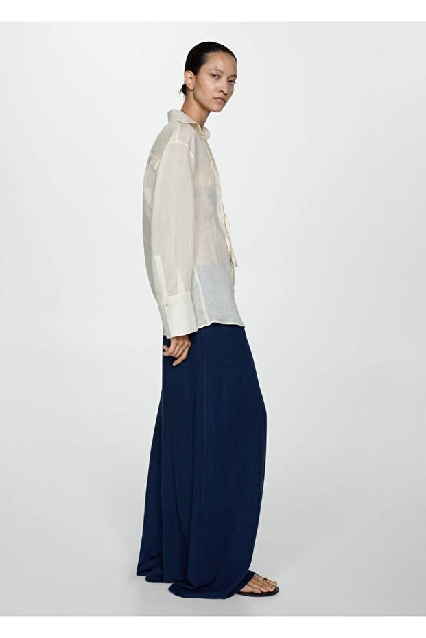 Beli lastikli lyocell pantolon - 2