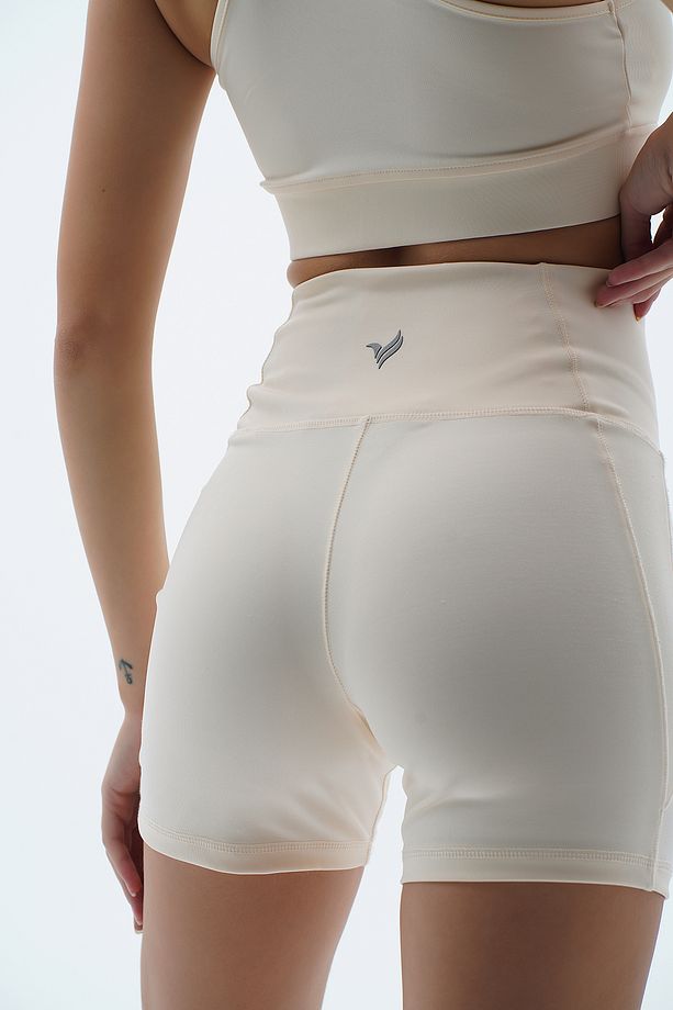 Aero Motion - Bej Yüksek Bel Push-up Toparlayıcı Şort Tayt - 3