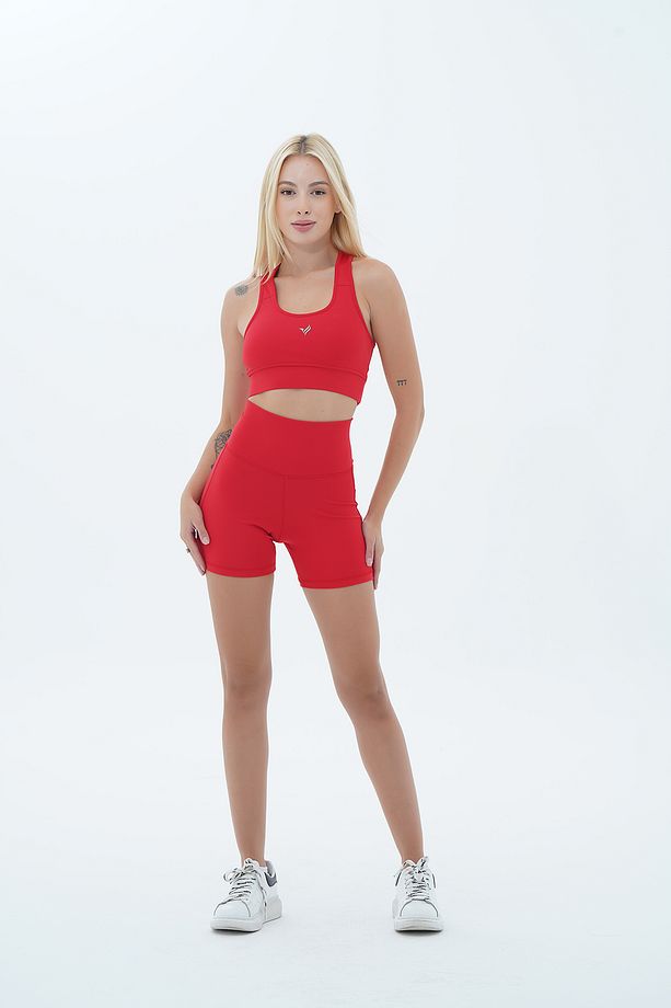 Aero Motion - Kırmızı Yüksek Bel Push-up Toparlayıcı Şort Tayt - 1